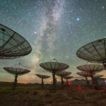 Satellite antenna array under the Milky Way sky